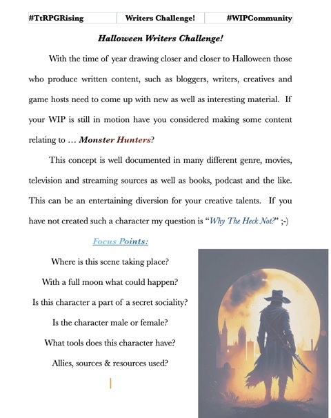 Halloween Writing Challenge: Monster Hunter!